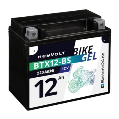 Abbildung von Batterie24.de HeyVolt GEL Motorradbatterie 12V 12Ah 51012 YTX12 BS CTX12 GTX12 GEL12 12