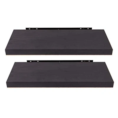 Abbildung von EUGAD Wandregal Wandboard 2er Set Hängeregal Holz Board Modern Schwarz Holzdeko 80x22,9x3,8cm 0126QJ 2