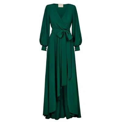 Abbildung von Swing Fashion Women&#039;s Irmina Damen Langes Elegantes Festliches Kleid Partykleid Abendkleid Hochzeitskleider Abschlussballkleid Ballkleid Maxikleid Langarm Grün 34