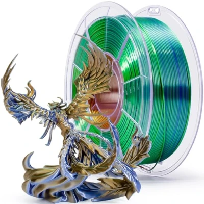 Abbildung von ZIRO Silk Multicolor PLA Filament 1.75mm, Seide Dreifarbig Coextrusion 3D Drucker Filament, Maßgenauigkeit +/ 0.03mm für Die Meisten Drucker, 1KG Spule, Golden Oasis