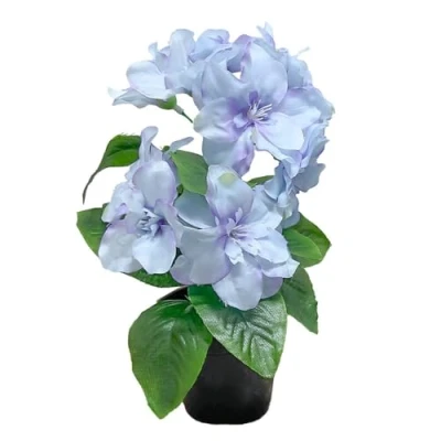 Abbildung von Murago Künstliche Azalee im Topf Blau Kunstblume Kunstpflanze Pflanzen Blumen wie echt Tischdeko Hellblau Frühling Dekoration für Balkon Hochzeit