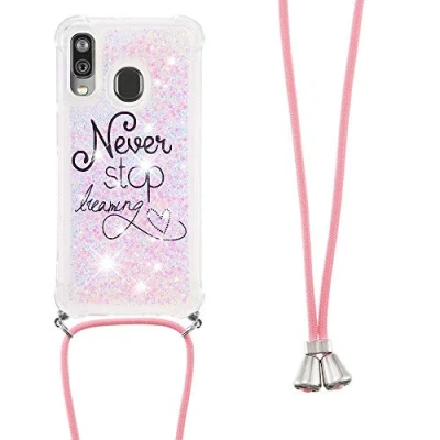 Abbildung von Handykette Handyhülle für Samsung Galaxy A20e Hülle,Glitzer Quicksand kreatives Fließende Flüssigkeit schwimmt Silikon Case mit Umhängeband Handykordel Band Kette A20e,YB GS Dream