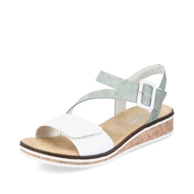 Abbildung von Rieker Riemchensandale, Sommerschuh, Sandalette, Keilabsatz, mit asymmetrischem Riemchen