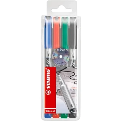 Abbildung von 5 x Stabilo Permanentmarker Write 4 all M sortiert VE=4 Stück