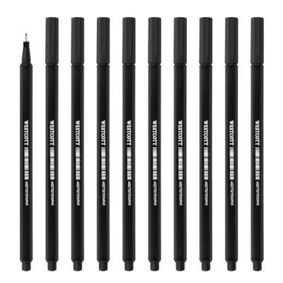 Abbildung von WESTCOTT Fineliner schwarz 10 Stück, Premium mit 0,4mm Strichstärke, (Vorteilspack, tlg), Präzise Strichführung, metalleingefasste Spitze, schnelltrocknend