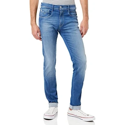 Abbildung von Replay Herren Jeans Anbass Slim Fit Hyperflex Recycled mit Stretch, Medium Blue 009 (Blau), 28W / 32L