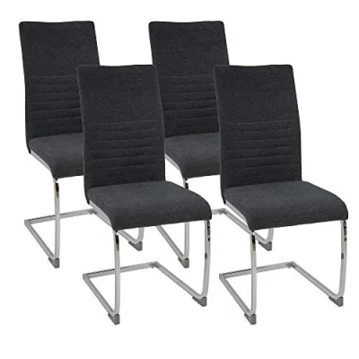 Abbildung von Albatros International Freischwinger Esszimmerestuhl Küchenstuhl LUGANO, Stoff Bezug (4er Set, Grau), Esszimmerstuhl Schwingstuhl mit modernem Design, dicke Polsterung