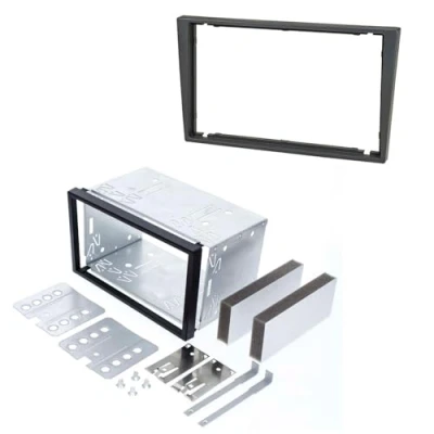 Abbildung von Audioproject A386.3 20 Autoradio Radioblende Set Einbauschacht 2 DIN kompatibel für Opel Agila Astra Corsa C Combo Omega Vectra Meriva Vivaro Zafira Suzuki Doppel Einbaurahmen Blende dunkelgrau