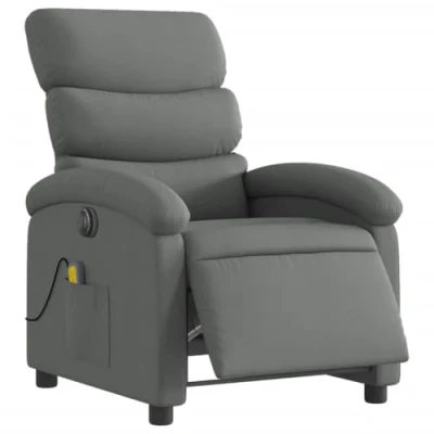 Abbildung von vidaXL Massagesessel Elektrisch, Sessel Verstellbare Rückenlehne Fußteil, Fernsehsessel Relaxsessel mit Liegefunktion, Liegesessel Polstersessel Ruhesessel, Dunkelgrau Stoff