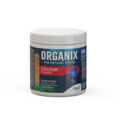 Abbildung von OASE ORGANIX Colour Flakes, 250 ml Flockenfutter für Aquarienfische, Hauptfutter, tägliche Fütterung, Spezialfutter farbenprächtige Fische
