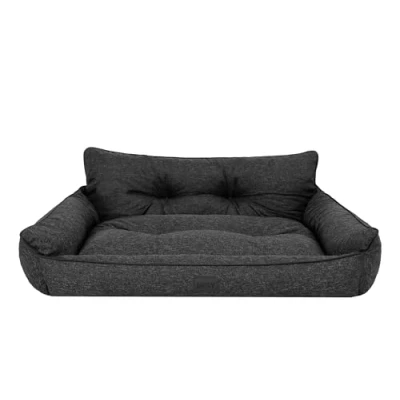 Abbildung von Bjird Hundebett Hundekorb für kleine mittelgroße &amp; große Hunde Hundekissen Hundesofa EInfach zu reinigen Joker Gesteppt Größe: S: 64 x 49 cm Schwarz Kunstleinen