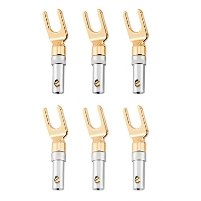 Abbildung von VBESTLIFE 6 teiliger Y Stecker 45 Grad vergoldeter Flachstecker für Lautsprecherkabel DIY Gabelstecker