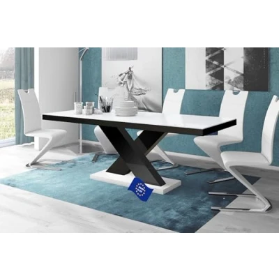 Abbildung von HU Design Esstisch HE 888 Hochglanz oder Matt Kombination/ausziehbar 160 210 cm (Weiß Hochglanz/Schwarz Hochglanz)