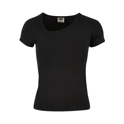 Abbildung von Urban Classics Asymmetric Neckline Tshirt basic, Damen, Größe: XS, Black