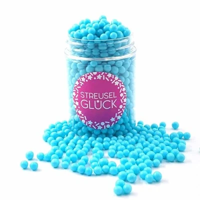 Abbildung von STREUSEL Pure Love blau hellblau 90g Zuckerperlen GLÜCK Zuckerstreusel Kindergeburtstag Weihnachten Tortendeko Cupcakes Muffins Christmas Kuchenstreusel Plätzchen Torte