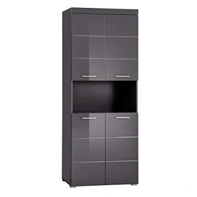 Abbildung von trendteam smart living Hochschrank breit Bad Amanda Aufbaumaß (BxHxT) 73 x 190 31 cm Farbe Agave Grau Hochglanz 139310521