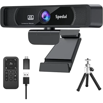Abbildung von Spedal 4K Webcam with Microphone and Tripod, HD Web Camera 120Field of View Remote Control for Meetings Streaming, Compatible Skype Zoom Facetime, USB Port PC Mac Laptop