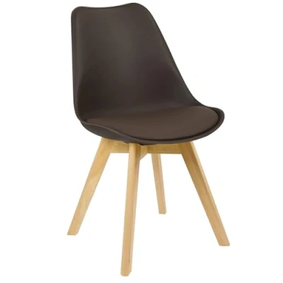 Abbildung von WOLTU Esszimmerstuhl mit Massivholz Beine, Skandinavische Küchenstühle, Wohnzimmerstuhl, Retro Design, Sitzfläche aus Kunstleder, Polsterstuhl Lehnstuhl, Braun BH29br 1