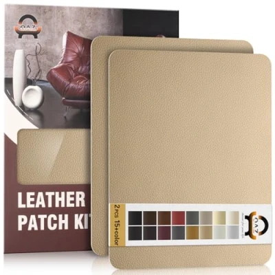 Abbildung von Leder Reparatur Set Khaki,OAZ Kunstleder Selbstklebend 28 x 21 cm 2er,Kunstleder Reparaturset Patch Selbstklebende Lederflicken für Autositze Möbel Sofa Taschen