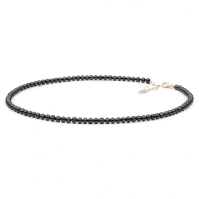 Abbildung von Gaura Pearls Perlenkette Modern Choker schwarz rund 4 4.5 mm, 38 cm, echte Süßwasserzuchtperlen, 14K Roségold plattiert 925er Silber