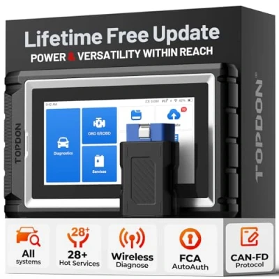 Abbildung von TOPDON OBD2 ArtiDiag800BT Diagnosegerät für alle Fahrzeuge, 28 Servicefunktionen, kostenloses Softwareupdate, kabellose Verbindung, Farbe Schwarz
