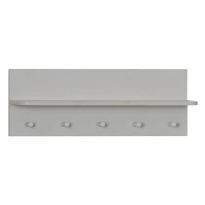 Abbildung von roba® Wandgarderobe Wandregal, in Lichtgrau oder weiß, Wandregal mit Ablage, 5 Haken