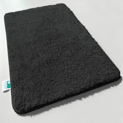 Abbildung von casa pura Badematte schwarz weicher, Flauschiger Badezimmerteppich in Shaggy Optik, Badvorleger rutschfest waschbar Duschvorleger, Teppich Fußmatte für Badezimmer, Dusche 80x150 cm, Sky Soft
