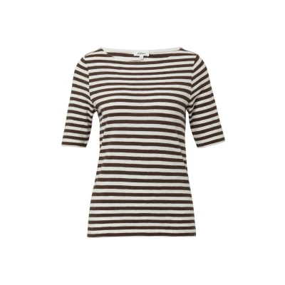Abbildung von s.Oliver Gestreiftes MIT FLAM Struktur Tshirt print, Damen, Größe: 40, Mokka