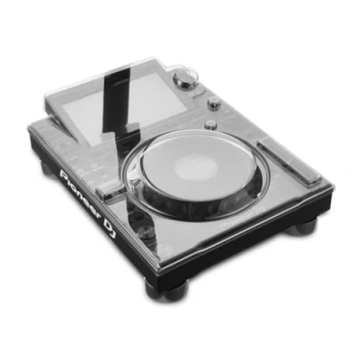 Abbildung von Decksaver cover für Pioneer DJ CDJ 3000 Superstrapazierfähiger Schutzdeckel aus Polycarbonat in geräucherter, klarer Farbe, hergestellt Großbritannien die Wahl der DJs unschlagbaren Schutz
