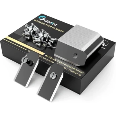 Abbildung von Gafild 45x Titan Messer Klingen, Mähroboter Ersatzmesser Verbesserte Schrauben für alle Automower, Yardforce Mähroboter, Zubehör mit Passend（Black）