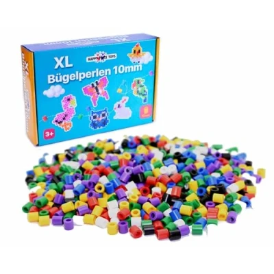Abbildung von 1000 Maxi XL 10mm Bügelperlen Vollton, Große Für Kinder ab 3 Jahren. Happy Price Toys. (Kompatibel mit allen Stiftplatten.)