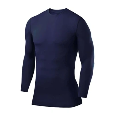 Abbildung von PowerLayer Kompressionsshirt Jungen Compression Shirt Funktionssshirt Langarm Laufshirt Mock Neck Sportshirt Longsleeve Oberteil Unterziehshirt Dunkelblau, 12 14 Jahre