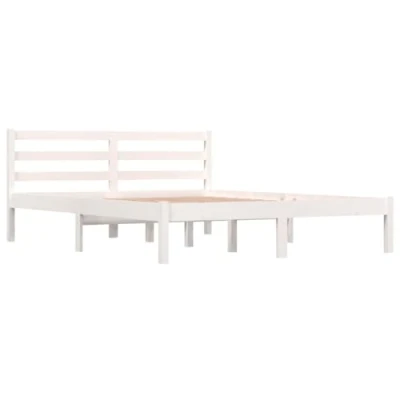 Abbildung von vidaXL Massivholzbett Bettgestell Bett Holzbett Doppelbett Bettrahmen Lattenrost Schlafzimmerbett Schlafzimmermöbel Kiefer 140x190cm Weiß