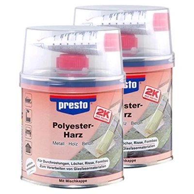 Abbildung von Presto 2X 600429 POLYESTERHARZ Metall Holz Beton ELASTISCH RAKTIV 250 g