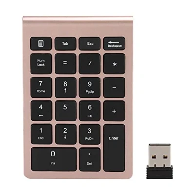 Abbildung von ASHATA Zehnertastatur, 22 Tasten Zehnertastatur USB 2.4G Kabellose Ergonomietastatur mit Empfänger, Unterstützung für Android, und OS Systeme.(Rose Gold)