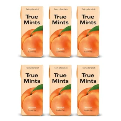 Abbildung von True Mints 6er SET PFIRSICH Pflanzliche und zuckerfreie Pastillen, 6 x 13g, 78 g