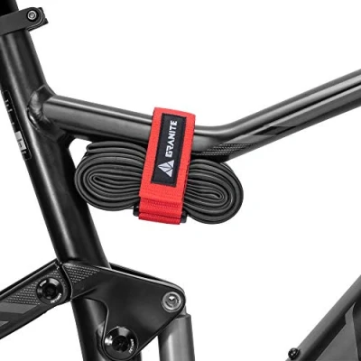 Abbildung von Granit Rockband MTB Rahmen Trägergurt für Schläuche und Fahrradwerkzeug Set, Fahrrad Aufbewahrungslösung zum Anbringen von zusätzlicher Ausrüstung an Ihrem Mountainbike BMX Bike (Rot)