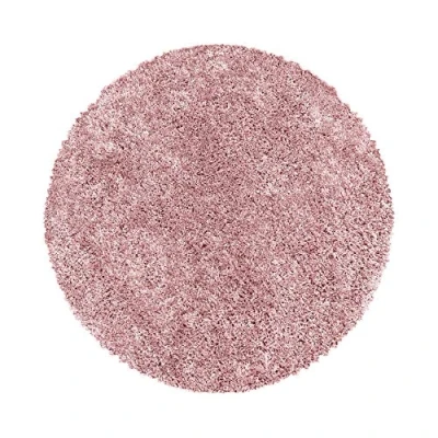 Abbildung von Carpetsale24 Shaggy Hochflor Teppich Wohnzimmer 160 cm Rund Rosa Modern Flauschiger Extra Weich, Pflegeleicht und Einfarbig Ideal als für Schlafzimmer, Esszimmer Küche