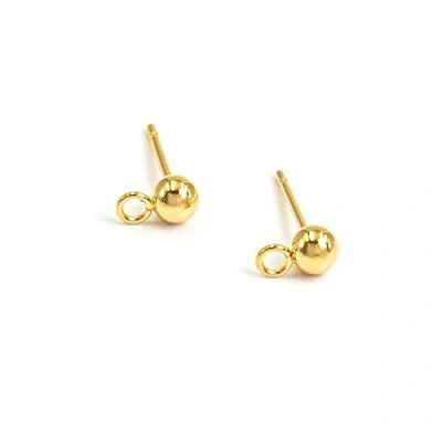 Abbildung von Vintageparts Ohrstecker mit Öse aus Edelstahl in goldfarben 4 Stück zum Schmuck selber basteln