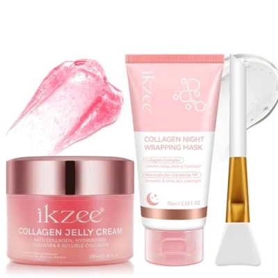 Abbildung von Collagen Night Wrapping Mask Jelly Cream, Kollagen Deep Hydrating Overnight Anti Aging, Reduziert Feine Linien und Mattheit