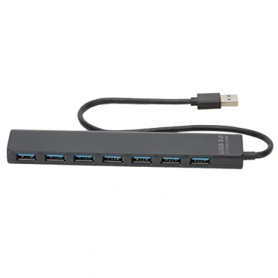Abbildung von 7 in 1 PC USB Hub, Potrs Multi Ports 3.0 Hub Splitter Laptop 5 Gbit / s Hochgeschwindigkeits Netzwerkadapter LED Anzeigelampen für Flash Laufwerke, Maus