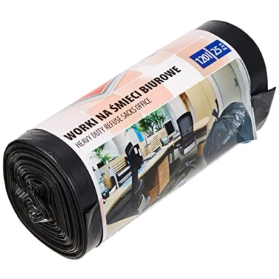 Abbildung von Office Products 22021236 05 Müllbeutel 120 L 25 Stück LDPE Müllsäcke Mülltüte Abfallsäcke für Den Hausmüll das Büro Farbe: Schwarz Foliendicke: 28 μm