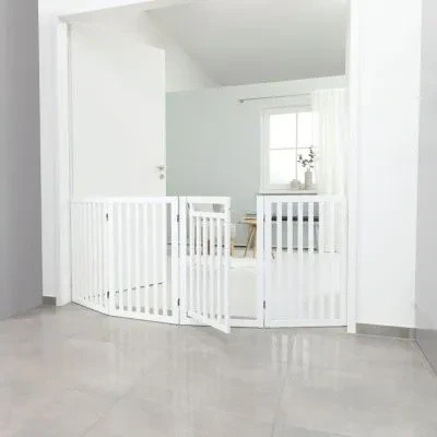 Abbildung von Absperrgitter mit Tür, MDF, 4 teilig