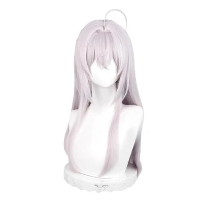 Abbildung von Anime Cosplay Perücke Grau Rosa Haar Lange Gerade mit Pony Halloween Party Perücken