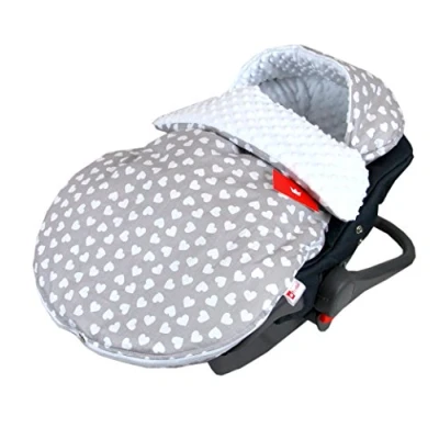 Abbildung von Fußsack SOMMERFUßSACK 90cm Minky Babyschale Kinderwagen Buggy Jogger (7. Weiß + Herzen)