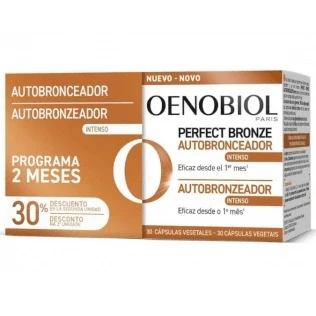 Abbildung von OENOBIOL Perfect Bronze Duo Selbstbräuner Bräunungsbeschleuniger für Körper und Gesicht, mit Sonnenschutz, Nahrungsergänzungsmittel, 60 Kapseln, 2 Monate