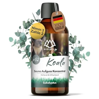 Abbildung von NORDHOLZ® Saunaaufguss [54 Sorten 15ml, 100ml, 250ml] Sauna Aufgussmittel für intensive &amp; erholsame Zubehör (#52 Koala, 100ml)