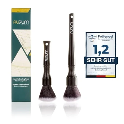 Abbildung von Aurum Performance® Premium Detailing Pinsel Set Ultraweiche Auto Reinigungspinsel Für die schonende und professionelle Autopflege hochempfindliche Oberflächen (2er Set, Ultrasoft)
