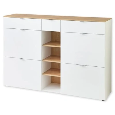 Abbildung von BARI Schuhschrank in Weiß, Artisan Eiche Optik FSC Zertifiziert Modernes Schuhregal mit viel Stauraum für Ihre Schuhe 148 x 103 38 cm (B/H/T)