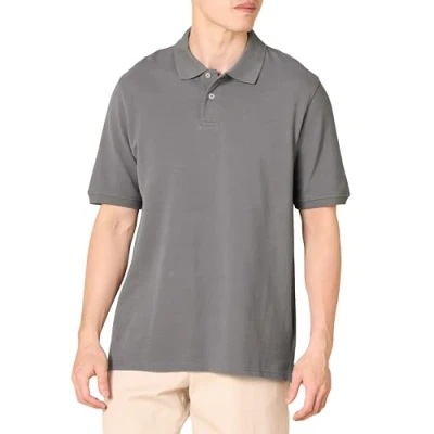 Abbildung von Amazon Essentials Herren Polohemd mit normaler Passform aus Baumwollpiqué (erhältlich in Big &amp; Tall), Grau, L
